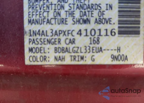 2015 Nissan Altima 2.5 S z USA, uszkodzony, nr VIN 1N4AL3APXFC410116